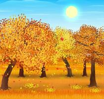 herfst natuur landschap met Woud. vector illustratie