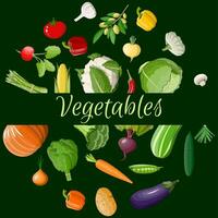 groot groente icoon set. ui, aubergine, kool, peper, pompoen, komkommer, tomaat wortel en andere groenten. biologisch gezond voedsel. vegetarisch voeding. vector illustratie in vlak stijl