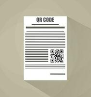 wit papier blanco document met qr code. vector illustratie in vlak ontwerp Aan bruin achtergrond met lang schaduw