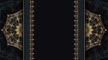 luxe zwart achtergrond met gouden mandala ornament vector