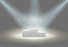 verlichte bedrijf winnaars podium in grijs kamer vector illustratie