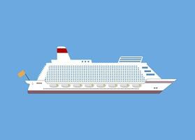 wit reis schip, oceaan voering. vector illustratie in vlak ontwerp geïsoleerd Aan blauw achtergrond