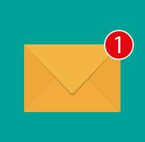 papier envelop brief met teller kennisgeving. mail sms bericht icoon. Ongelezen e-mail bericht. vector illustratie in vlak stijl