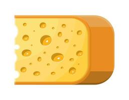 stuk van kaas geïsoleerd Aan wit. melk zuivel Product. biologisch gezond voedsel. vector illustratie in vlak stijl