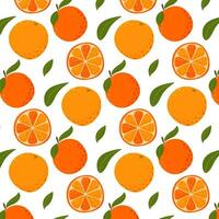 oranje fruit achtergrond. geheel en gesneden vruchten. zomer vitamine achtergrond, vector illustratie voor papier, omslag, kleding stof, geschenk inpakken