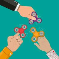 hand- spinner. anti stress speelgoed, friemelen spinner. vector illustratie in vlak stijl