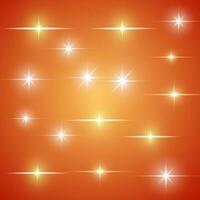 glimmend oranje achtergrond met licht sterren vector