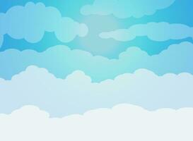 blauw lucht met wolken en zon. vector illustratie in vlak ontwerp
