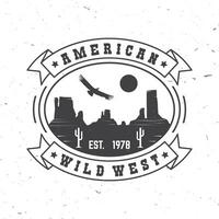 Amerikaans wild west kenteken. vector. concept voor shirt, logo, afdrukken, stempel, tee met condor en Ravijn. wijnoogst typografie ontwerp met wild west en Amerikaans Ravijn silhouet. vector