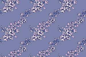 artistiek gestileerde met elkaar verweven takken bloemen met naadloos patroon. bloeiend roze stam bloemen Aan een blauw terug afdrukken. vector hand- getrokken. sjabloon voor ontwerp, textiel, mode, kleding stof, behang