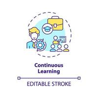 2d bewerkbare veelkleurig icoon doorlopend aan het leren concept, geïsoleerd vector, bedachtzaam ondernemerschap dun lijn illustratie. vector