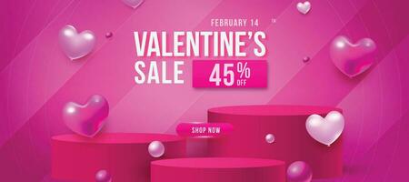 valentijnsdag dag uitverkoop poster met rood en roze harten achtergrond vector