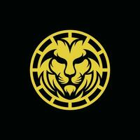 munt logo met een leeuw gezicht luxe modern logo cirkel, geschikt voor uw bedrijf vector