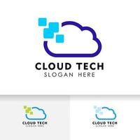 pixel cloud logo ontwerpsjabloon. wolk logo vector pictogram.