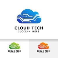 cloud tech logo ontwerpsjabloon. elektrische wolk logo vector pictogram.