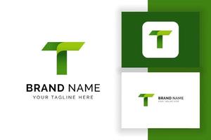 creatieve letter t pictogram in groene kleurstijl. vector groen alfabet letters logo.