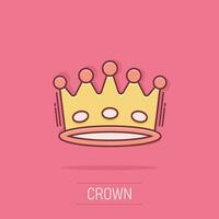 vector tekenfilm kroon diadeem icoon in grappig stijl. royalty kroon illustratie pictogram. koning, prinses royalty bedrijf plons effect concept.