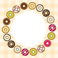 kleurrijke donut achtergrond met kopie ruimte voor tekst in het midden sjabloon behang voor banner ontwerp over donut achtergrond over voedsel dessert of bakkerij trendy schattige cartoon gratis vectorillustratie vector