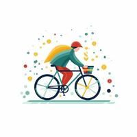 persoon fietsen terwijl het regent vector