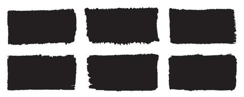 een reeks van rechthoekig stukken van gescheurd papier met gekarteld randen. getextureerde sticker met besnoeiing uit zwart blad, tekst doos, banier, titel, kader of titel in grunge stijl. vector
