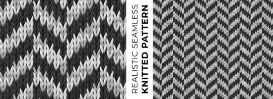 zwart en wit mode gebreid patroon, realistisch vector illustratie