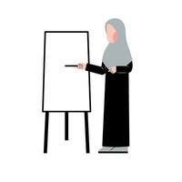 hijab leraar onderwijs met whiteboard vector