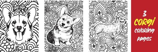 tekening corgi kleur bladzijde boek vector