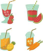 fruit sap smoothie met verschillend types fruit. geïsoleerd Aan wit achtergrond. vector illustratie verzameling.