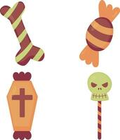 halloween snoep icoon set. met spookachtig tekenfilm ontwerp en vorm geven aan. vector illustratie.