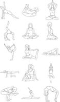 lijn kunst vrouw yoga poses illustratie vector