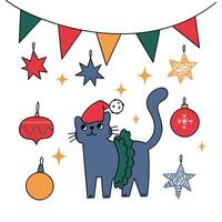 Kerstmis ansichtkaarten met schattig tekening elementen.schattig fanny Kerstmis katten. vector