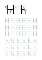 afdrukbare brief h alfabet traceren werkblad vector