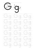 afdrukbare brief g alfabet traceren werkblad vector