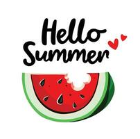 Hallo zomer belettering Aan watermeloen, vector illustratie eps10