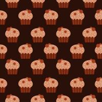 bakkerij naadloos patroon met cupcakes vector