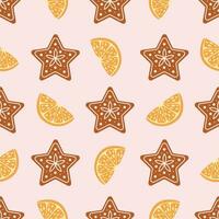 naadloos patroon met koekje en citrus vector
