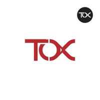 brief tox monogram logo ontwerp vector