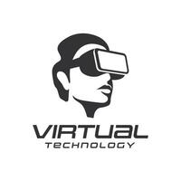 menselijk hoofd silhouet met virtueel realiteit helm logo Aan wit achtergrond vector