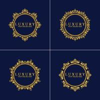 gouden luxe ronde sieraad, bloemdessin logo, gouden decoratieve sjabloon, heraldisch embleem, zakelijke afbeeldingen, modeteken vector