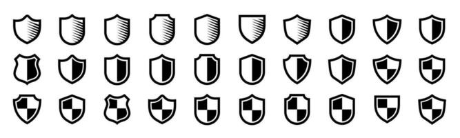 verzameling van schild pictogrammen, verdediging, preventie, bescherming, bewerkbare en aanpasbaar eps 10. vector