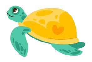schattig schildpad. onderzees dier. vector illustratie geïsoleerd Aan wit achtergrond