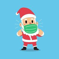 merry christmas vector cartoon santa claus met beschermend gezichtsmasker