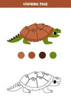 kleur schattig tekenfilm kaaiman schildpad. werkblad voor kinderen. vector