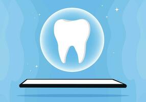 tand icoon Aan blauw. tandheelkunde vector illustratie. boek een afspraak met een tandarts. illustratie van een tand