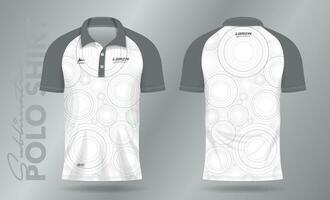 wit abstract polo overhemd mockup sjabloon ontwerp voor sport uniform in voorkant visie en terug visie vector