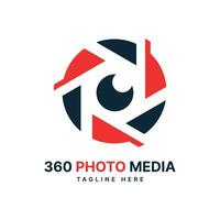 360 fotografie media logo ontwerp modern en minimaal concept vector