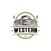 wijnoogst retro western land bar embleem logo ontwerp vector