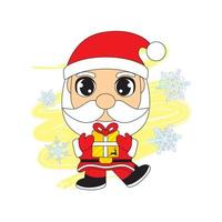 printcute santa claus cartoon vectorillustratie en ziet eruit alsof je plezier hebt op kerstavond vector