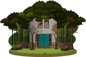 een oud spookachtig huis in het bos vector