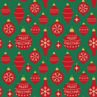 naadloos patroon rood Kerstmis boom speelgoed Aan groen achtergrond. nieuw jaar speelgoed- decoratie patroon - voorraad vector